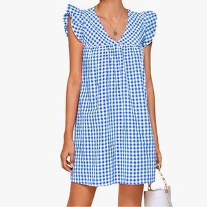 NWOT ROMWE Women's V Neck Gingham Dress